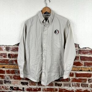 Vintage Washington Redskins Shirt Medium Tan Long Sleeve Button Up Football NFL